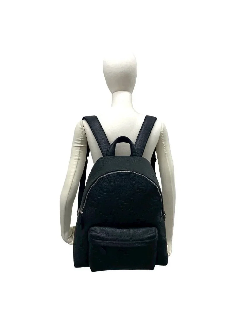 Gucci Jumbo GG Logo Leather Backpack Black